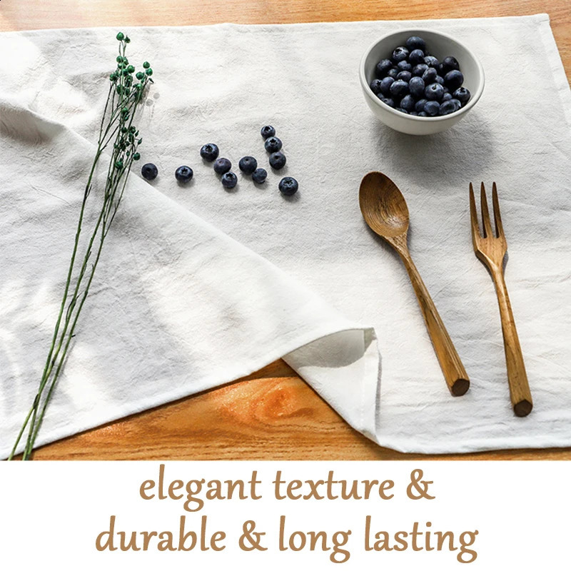 Set Of 12 30x45cm Table Cloth Napkins Cotton Durable Fabric Reusable Uniform Color For Kitchen Dining Easter Wedding Decoration 240730