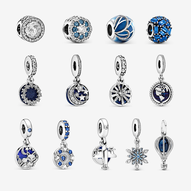 925 Sterling Silver Charm Heart Dream Beads For Women Jewelry Fit S925 Snake Moon Plane Earth Map Beaded Couple Gift Bracelet Star