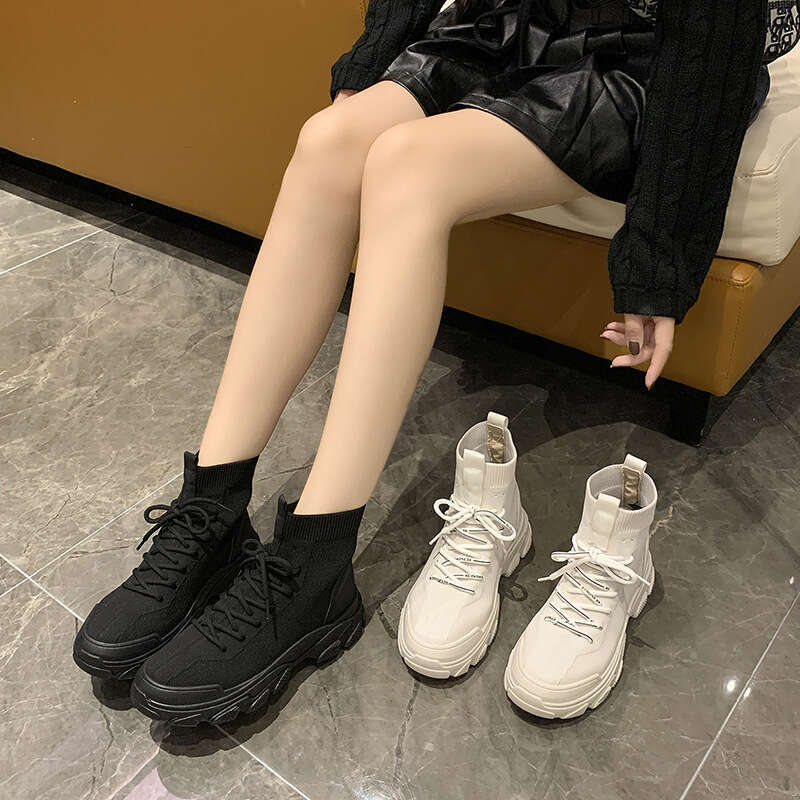 2024 Fashion New Bottom Comfortable Durable Explosive Thick Heel Simple Thin Short Tube Elastic Soc Versatile Martin Boots 456