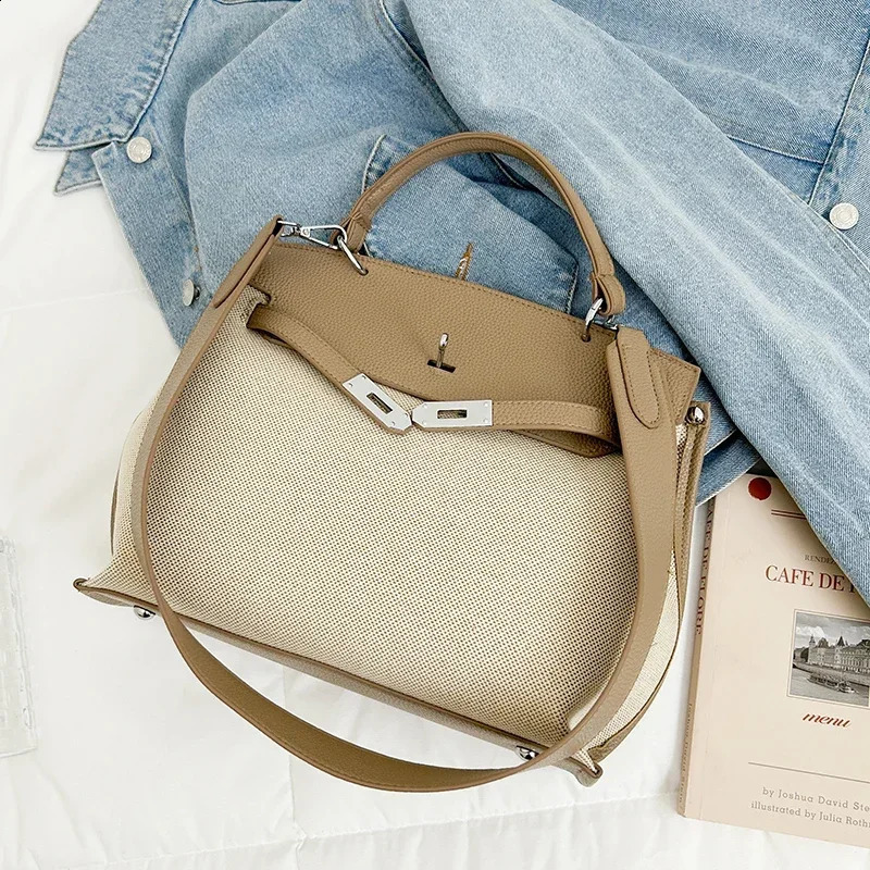 3 PU Color Matching for Women Fashion Versatile Temperament Shoulder Casual Tote Hasp Top-Handle Bags Bolsasdeombro 240731 4