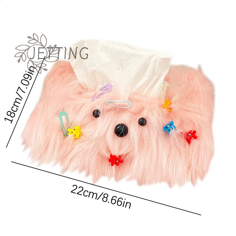 Cute Plush Monster Drawer Box Tissue Box With Little Hairpin DIY Room Table Drawer Paper Holder Paper Box Cover 240731