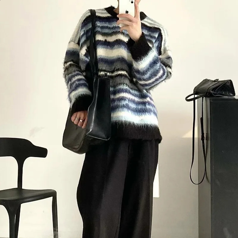 TINT ERA Striped Mens Knitted Sweater Men Top Harajuku Pullovers Sweaters and Jumpers Male Hip Hop Retro Japanese Streetwear 240821