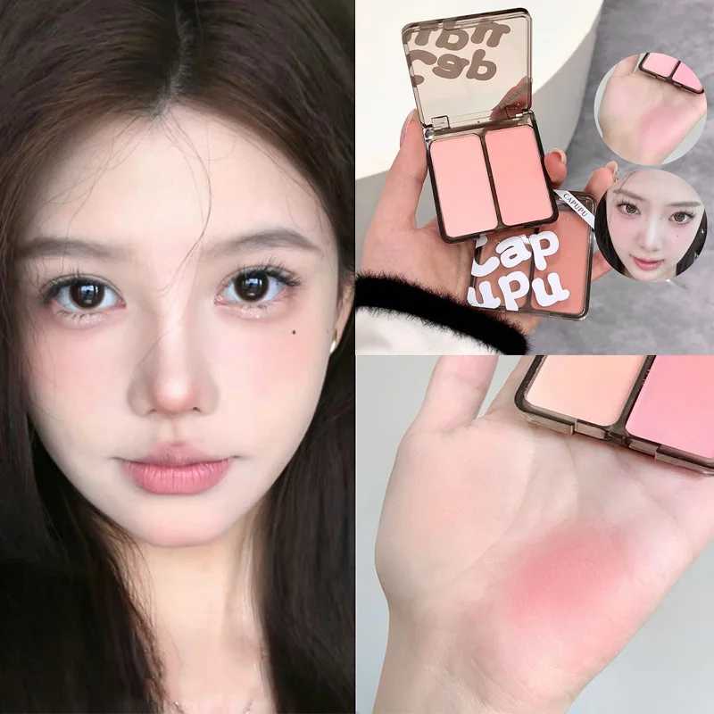 Bicolor Powder Blusher Palette Matte Natural Cheek Tint Brighten Waterproof Face Contouring Cosmetics Blush Powder Korean MakeupXJ241111
