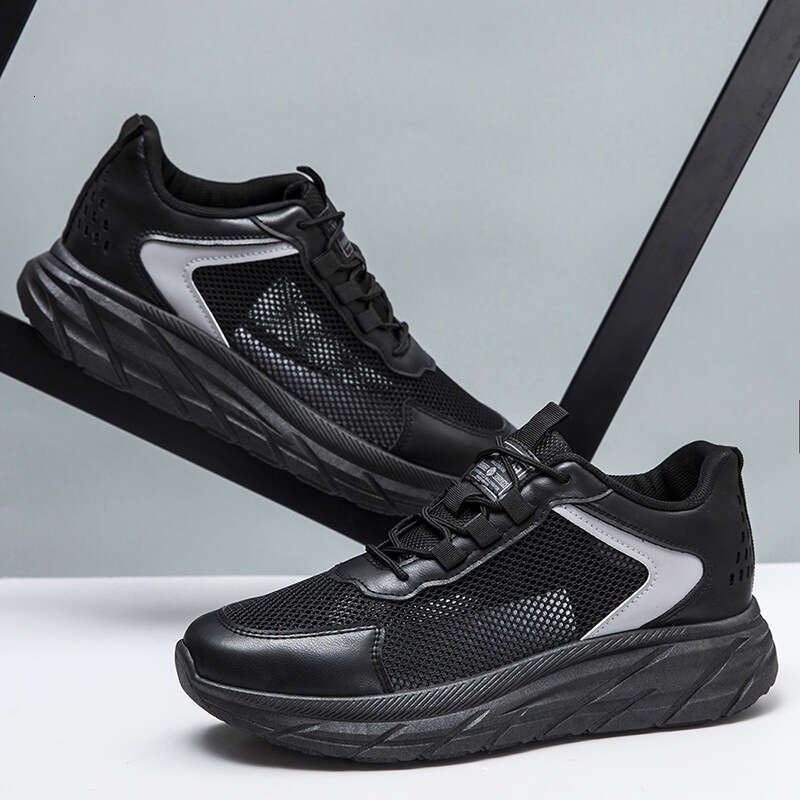 Men's Breathable Large Mesh Sneakers Fashion Thick Bottom Trend Daddy Shoes Comfortable Soft Sole grey ss size