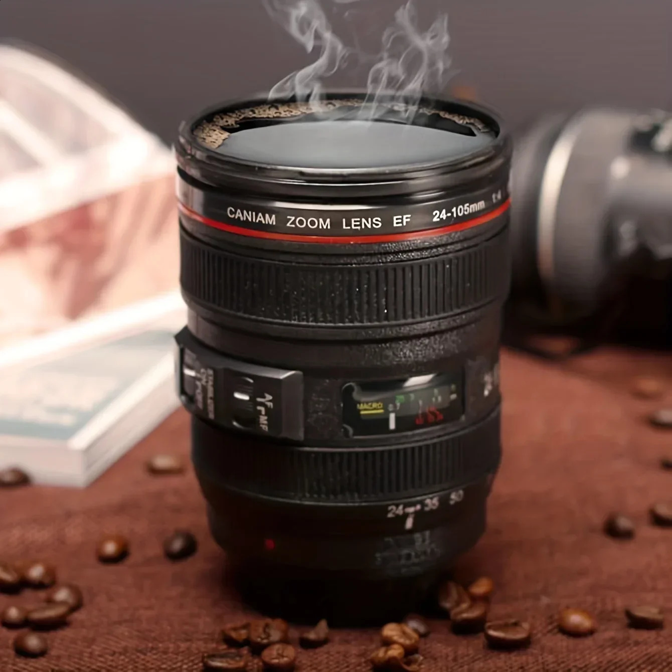 1pc Creative DSLR Camera Shape Tea Milk Coffee Mug Cups Leak-proof Heat-resistant Mugs With Lid Funny Camera Lens Cup Gifts 240730