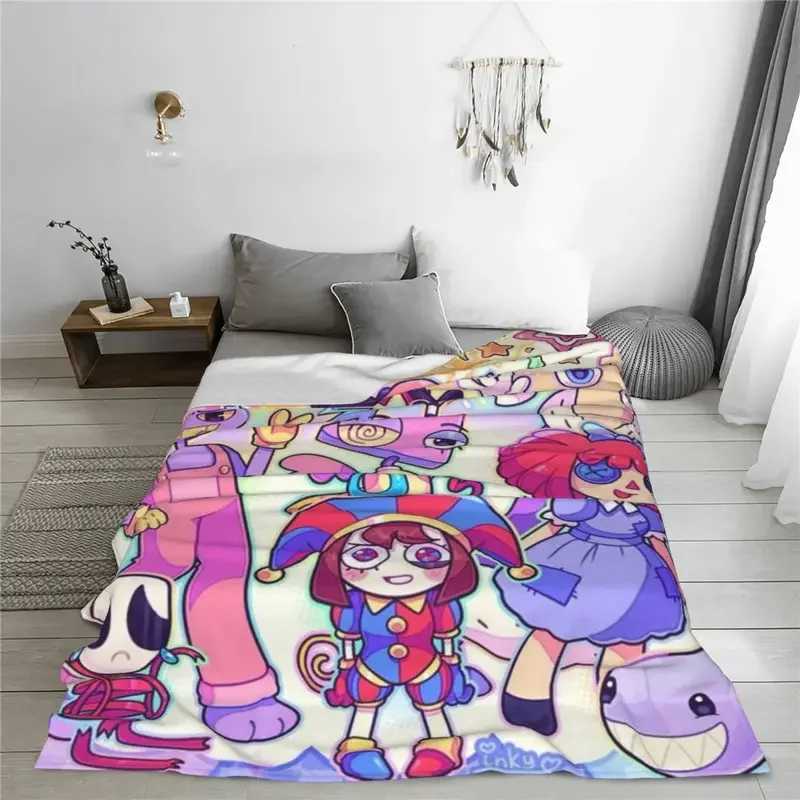 Anime The Amazing Digital Circus Blankets Fleece Spring Autumn Multi-function Ultra-Soft Throw Blanket for Sofa Travel Bedspread Y240730