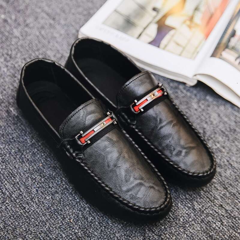 2024s 2024 New Comfort British Social Loafers Men'S Black Summer Lightweight Fashion Shoes Men'S Slip-On Men'S Shoes