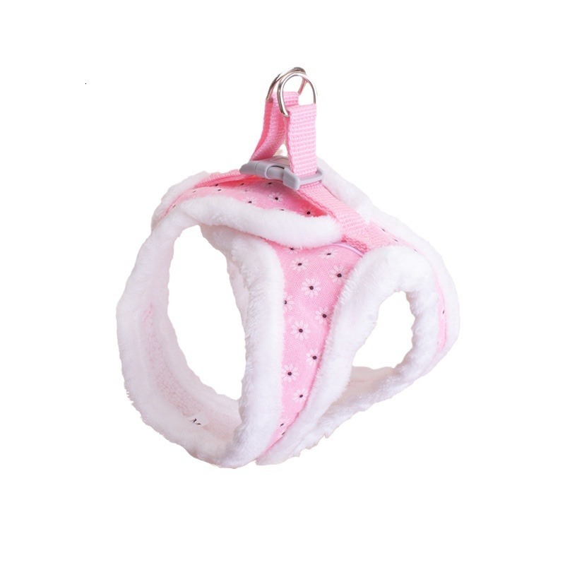 Pet winter plush harness chest and back walking dog traction rope