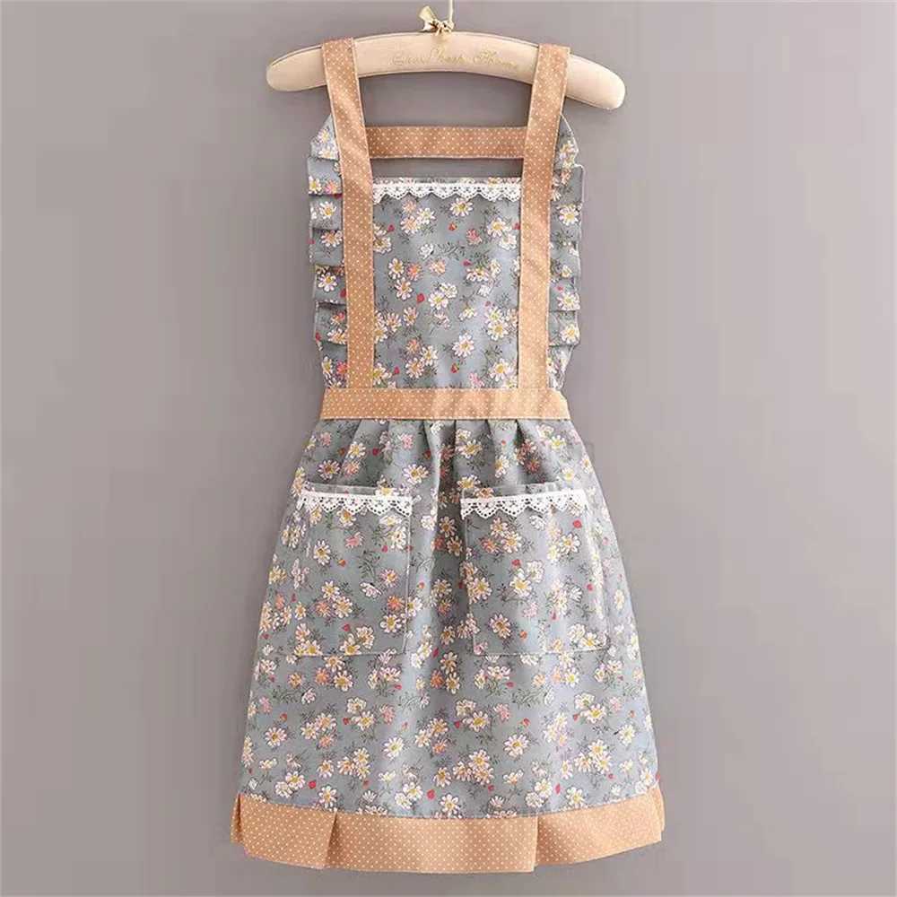 Cute Maid Outfit Oil And Stain Resistant Apron With Waistband Kitchen And Restaurant Work ClothesXJ240731