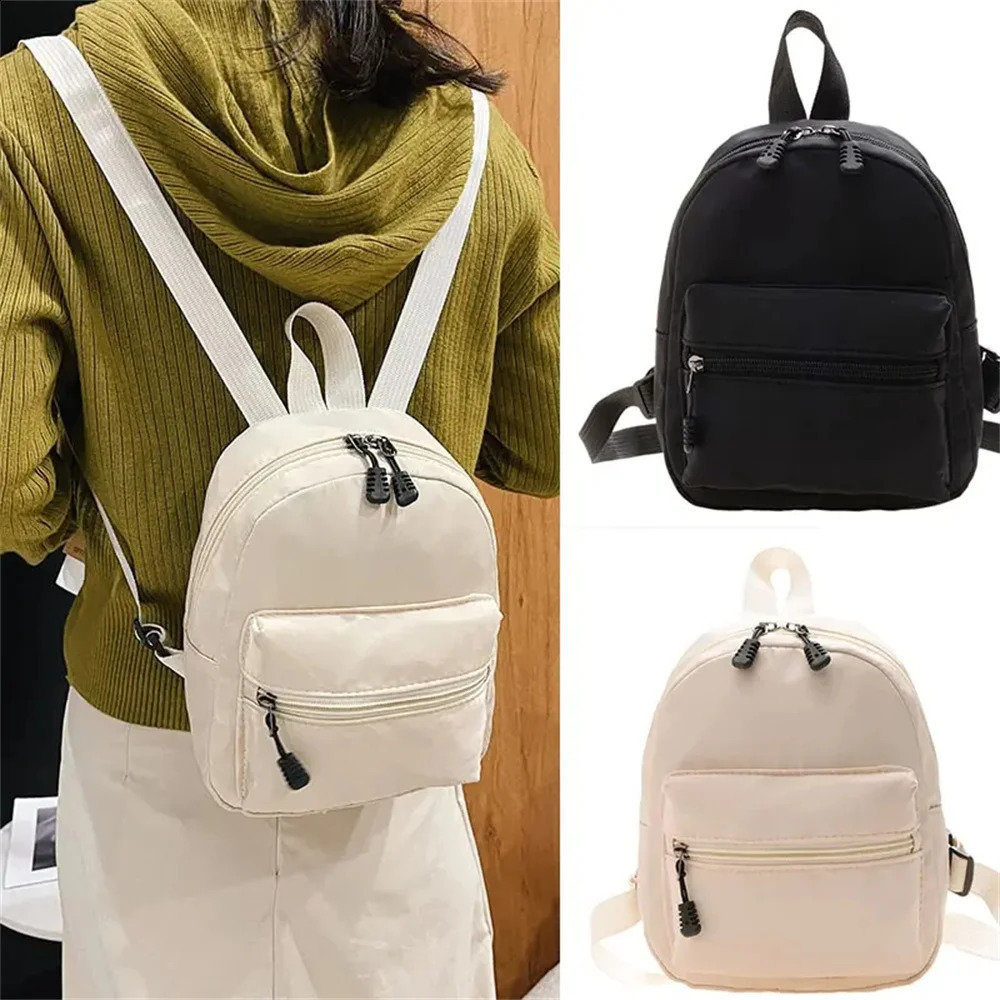 1Pc Mini Womens Backpacks Trend Nylon Female Bag Small School Bags White Rucksack For Teen Girls Fashion Casual Backpack 240731