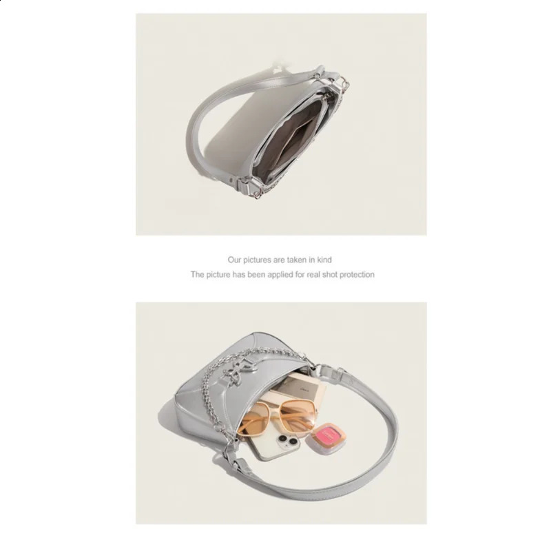 Y2k Fashion Silver Butterfly Shoulder Bags for Women Trendy s PU Leather Chain Handbags Black Underarm Bags Clutch Purse 240731