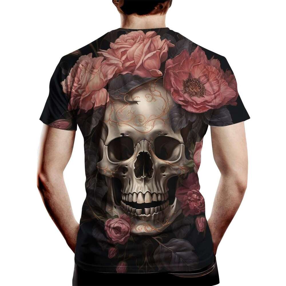 Halloween T shirt Mens Skull T-Shirts for Men Novelty 3D Graphic Shirts Summer Short Sleeve Top shirts tshirt graphic tee Casual tops summer clothes S