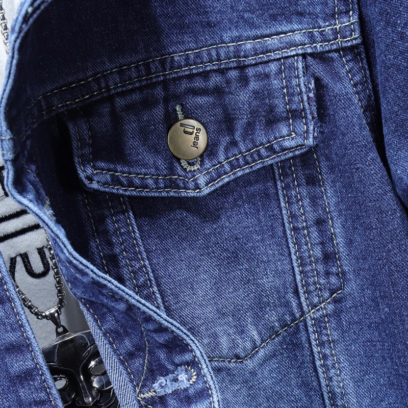 Blue Denim Jacket Mens Single-breasted Lapel Denim Jackets Black Gray Fashion Casual Coat Spring and Autumn Male Cotton Overcoa 240816