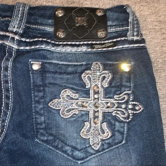 Y2K Gothic Retro Boot Cut Jeans Wons Blue Denim Embroidery Cross Pocket Hip Hop Harajuku Wide Pants Street Wear 240806