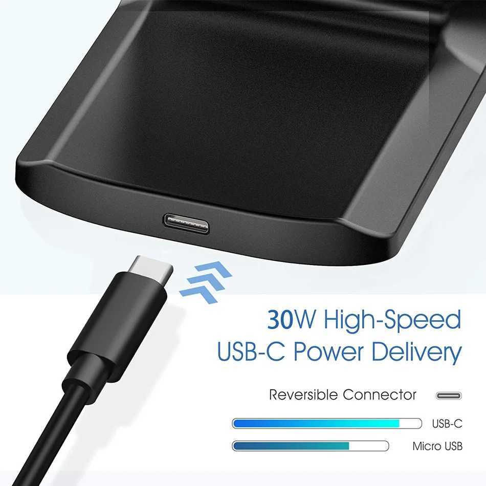 30W Wireless Chargers Fast Wireless Charging Stand with USB-C Port for iPhone 12 /11 Pro Max/XR/XS/X/SE/8 S20-S8 Google LGM240731