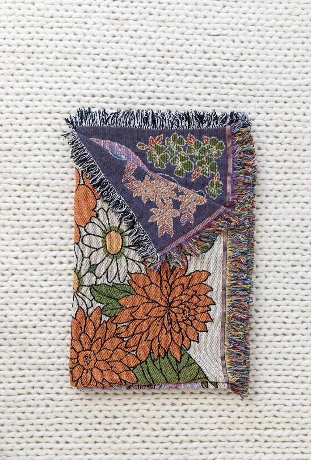 Boho Floral Beach Picnic Outdoor Camping Blanket Nordic Plaid Blankets for Beds Sofa Mats Travel Rug for Summer Tapestry Tassels Y240730