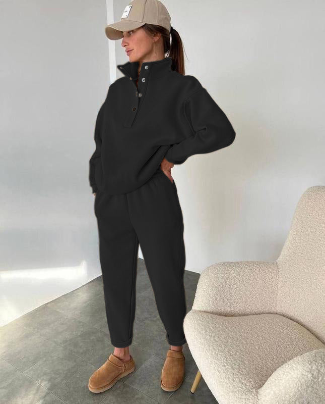 2025-- Spring and Autumn 3D Silver Women Sweatshirts Pants Set Women's Fashion Button-up Collar Suit Two-piece Set