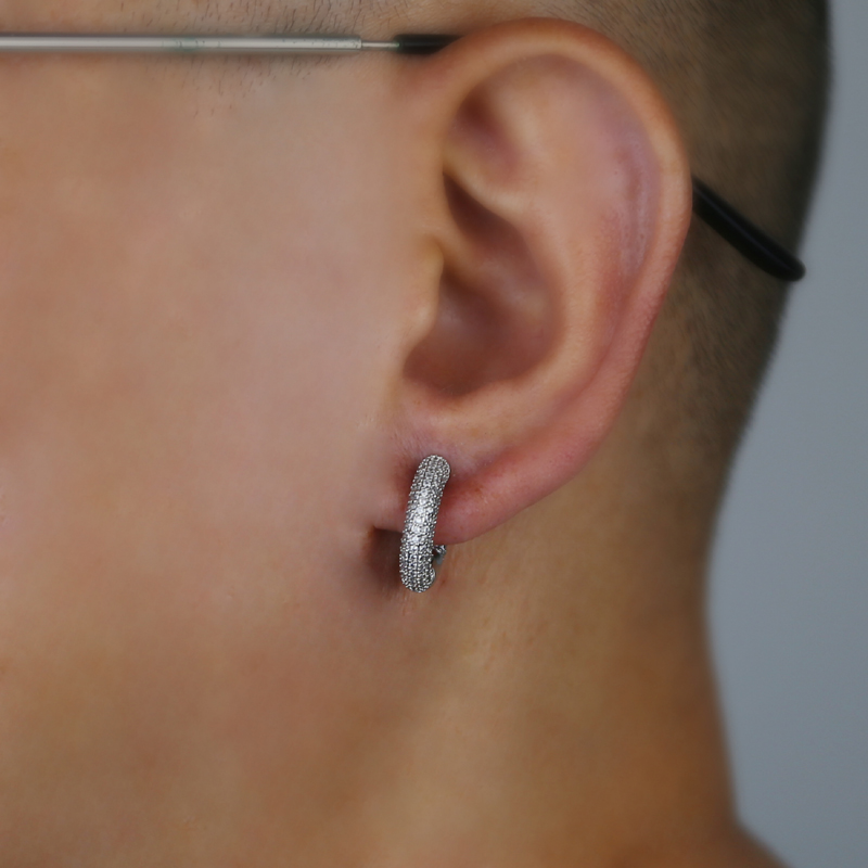 Circle Hoop Earrings Men and Women: Micro Pave Bg Zircon Iced Out Fashion Jewelry for Daily Wear