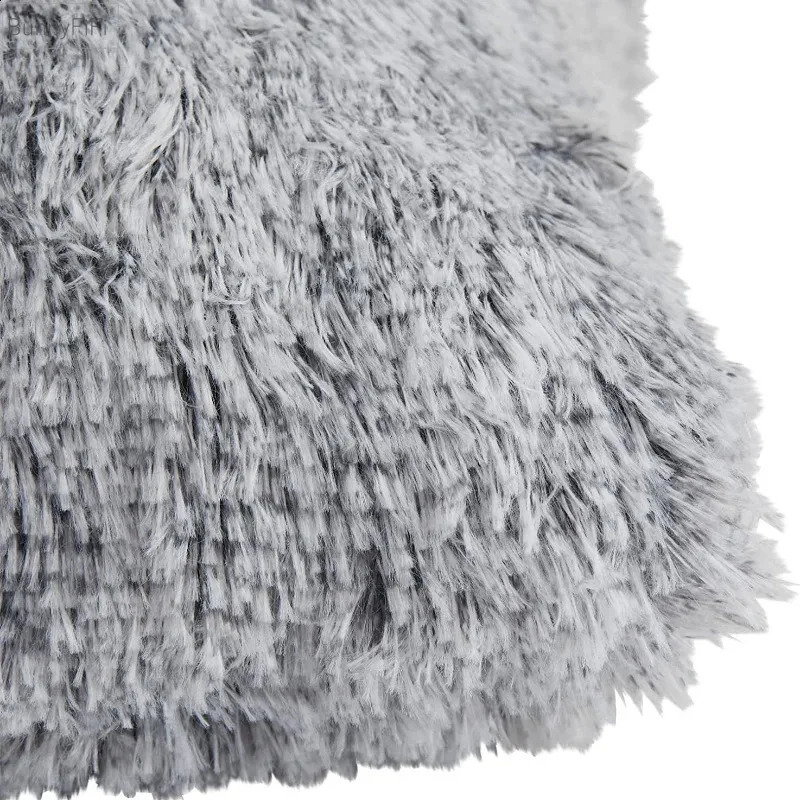 Fur Soft Cushion Cover 43x43cm Cozy Plush Decorative Pillow for Living Room Sofa Decor Pillowcase White Grey Case 240731