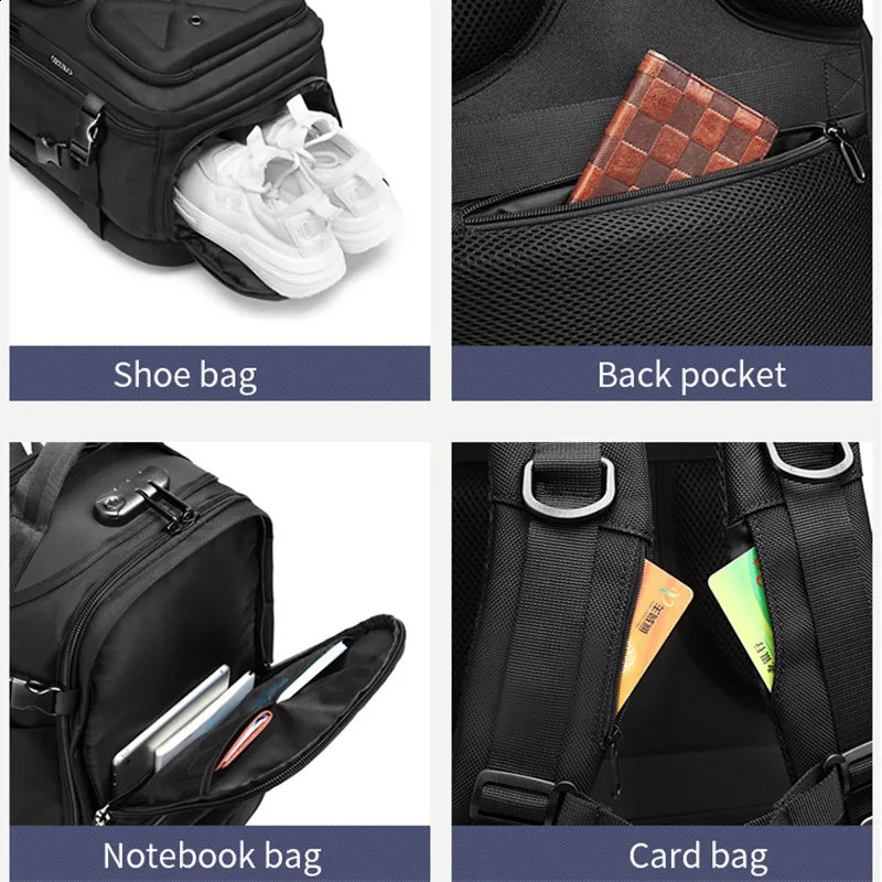 OZUKO Mens Backpack Anti theft 17 inch Multi functional Business Laptop Waterproof USB Outdoor Travel Single Bag Mochila 240730Zl