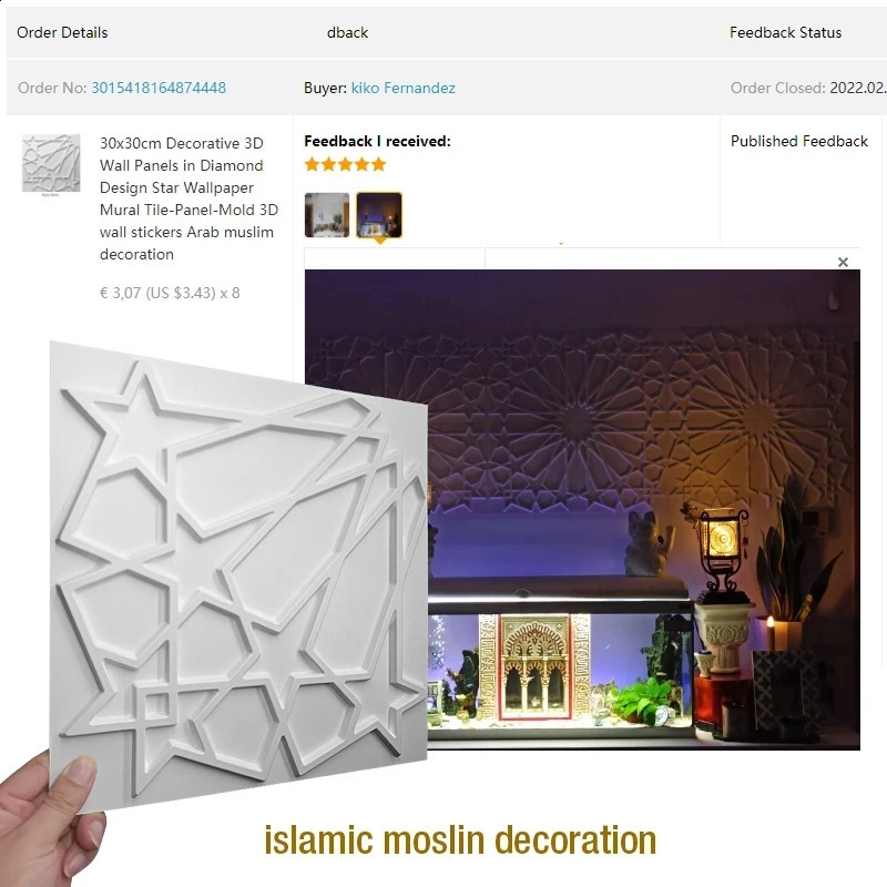 Islamic Mosque Morocco Decor Wall Art Painting Golden 3D Wall Stickers Muslim 3D Wall Panel Bohemia Arab Modern Home Room Decor 240731