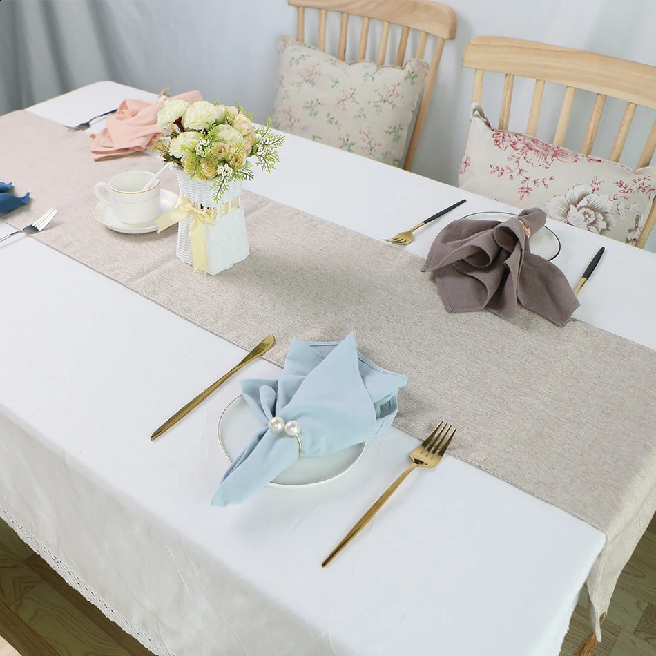 Set Of 12 30x45cm Table Cloth Napkins Cotton Durable Fabric Reusable Uniform Color For Kitchen Dining Easter Wedding Decoration 240730