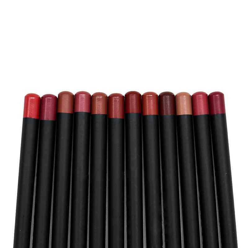12 Colors Matte Lipstick Lip Liner Set Nude Color Lasting Non-removal Makeup Lipliner Waterproof Sweat Proof Soft Pencil MakeupXJ240731