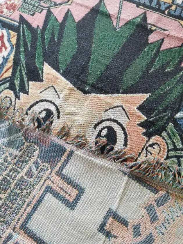 Anime Hunt Throw Woven Rug Blanket Tapestry Bedspread Outdoor Camp Beach Towels Sofa Chair Cover Mat Rug Tassel Y240730
