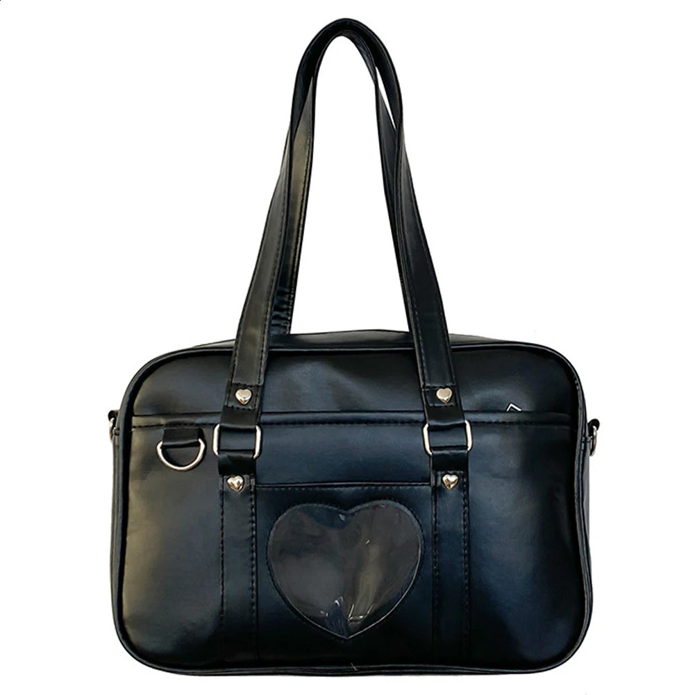 Womens Jk School Handbag Transparent Love PU Manga Shoulder Bag Adjustable Strap Japanese Shopping 240731ZYl