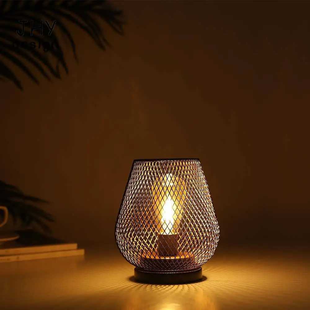 Metal Cage Table Lamp LED Lantern Battery Powered Cordless Wireless Accent Lamps Light for Weddings Events Indoors Outdoors B240904