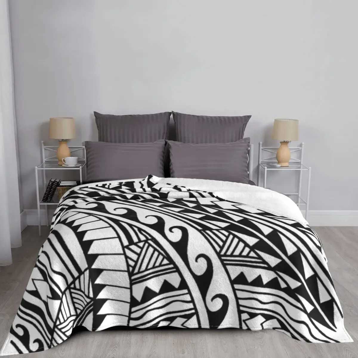 Hand drawn polynesian tribal Throw Blanket blankets and throws decorative Fluffy Softs Quilt Blankets Y240730