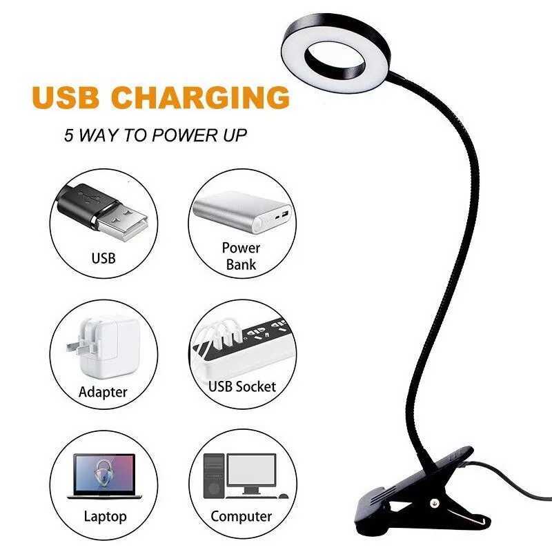 48 LEDs Clip on Desk Lamp 360Flexible Gooseneck Reading Table Light Eye-Caring USB Clamp Books Night Light Study Read Light M251120