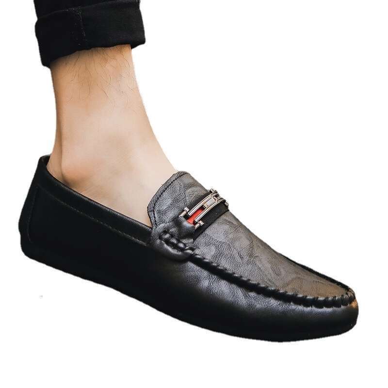 2024s 2024 New Comfort British Social Loafers Men'S Black Summer Lightweight Fashion Shoes Men'S Slip-On Men'S Shoes