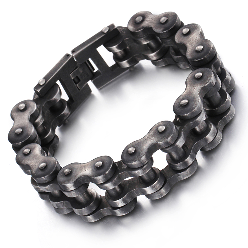 22mm Hip Hop Cool Men Bicycle Link Chain Bracelet Stainless Steel Classic Belt Buckle Bangle
