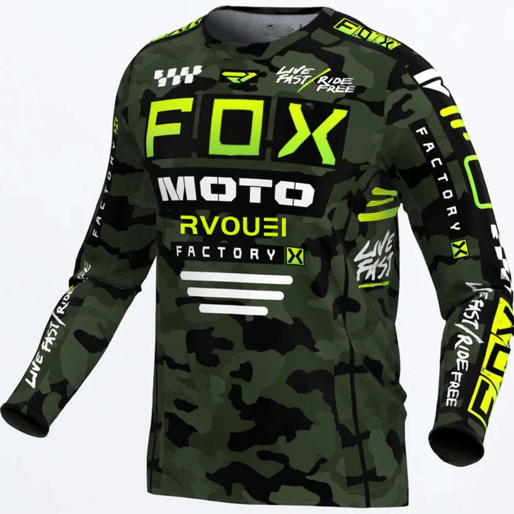 Ft0o Men's T-shirts Motocycle Racing Rvouei Fox Camouflage Motocross Jersey Mtb Off Road Mountain Bike Downhill Mx Bmx Cycling Enduro Sweatshirt