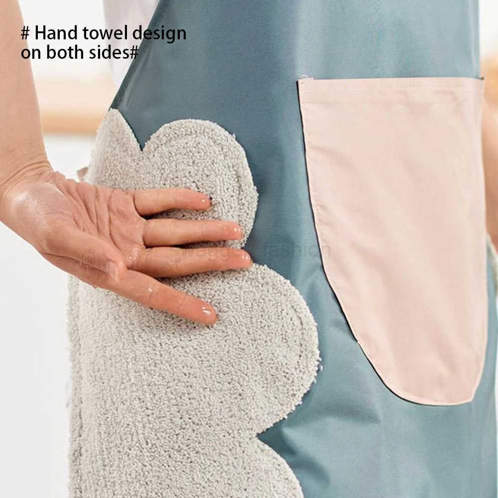 Waterproof Oil-proof Apron Womens Hand Wipe Household Kitchen Wreath Rabbit Waist WholesaleXJ240731