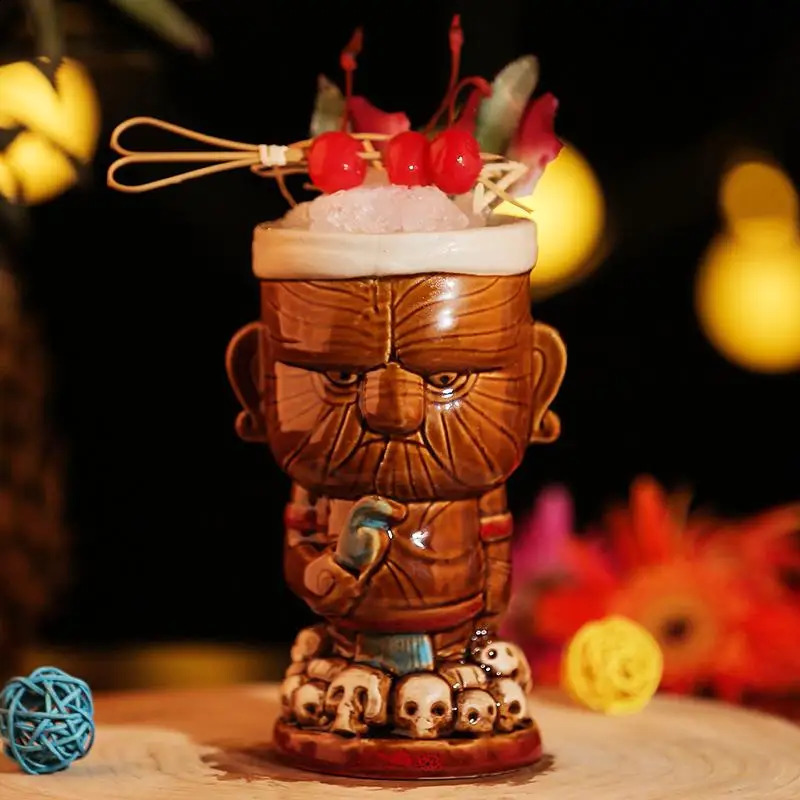 Maori Chiefs Tiki Mug Barware Cocktail Mugs Beer Wine Cup Art Ceramic Cup Wine Accessories Ceramic Crafts Bar Tools 240730