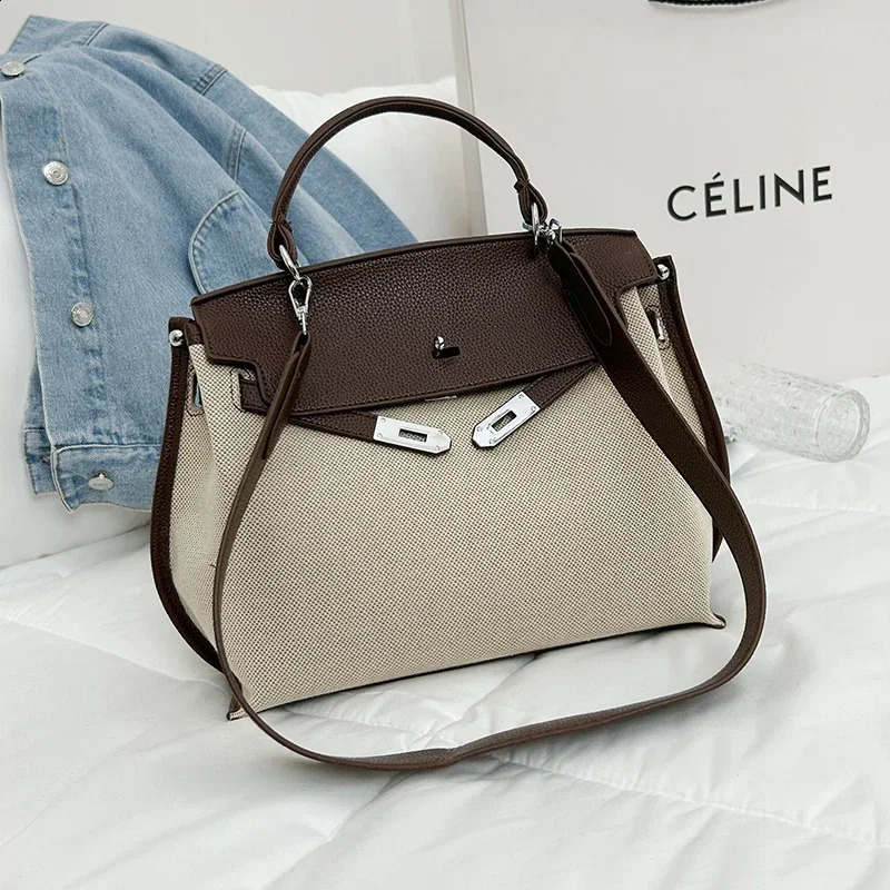 3 PU Color Matching for Women Fashion Versatile Temperament Shoulder Casual Tote Hasp Top-Handle Bags Bolsasdeombro 240731 4