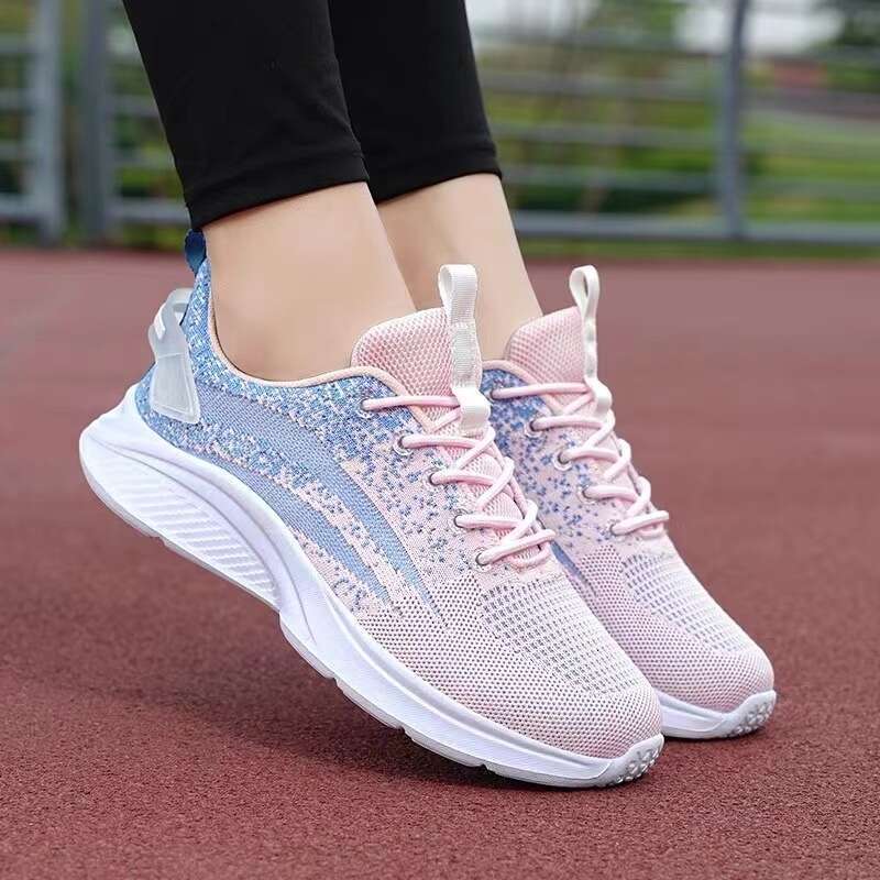 S Ladies Ddmysports Running Fiess Soft Dancing Flat Mesh Surface Breathable Fly Tide Shoes Outdoor Shoes oft urface hoes hoes
