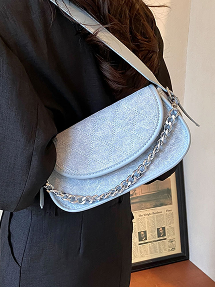 Fashionable and minimalist saddle bag women's bag 2024 new wide shoulder strap single shoulder armpit bag retro style crossbody bag #37 swissmili
