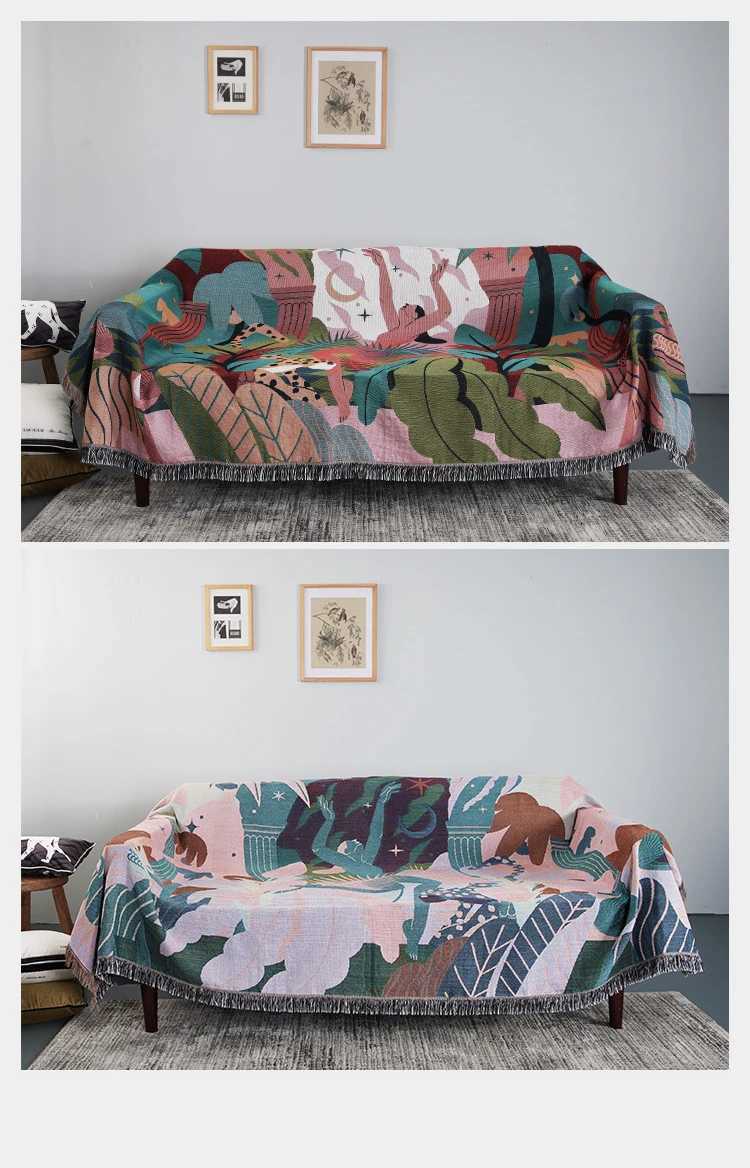 Nordic Throw Blanket Multifunction Forest Dancer Travel Decoration Slipcover Cobertor Leaves Hanging Tapestry Sofa Bed Sheet Y240730