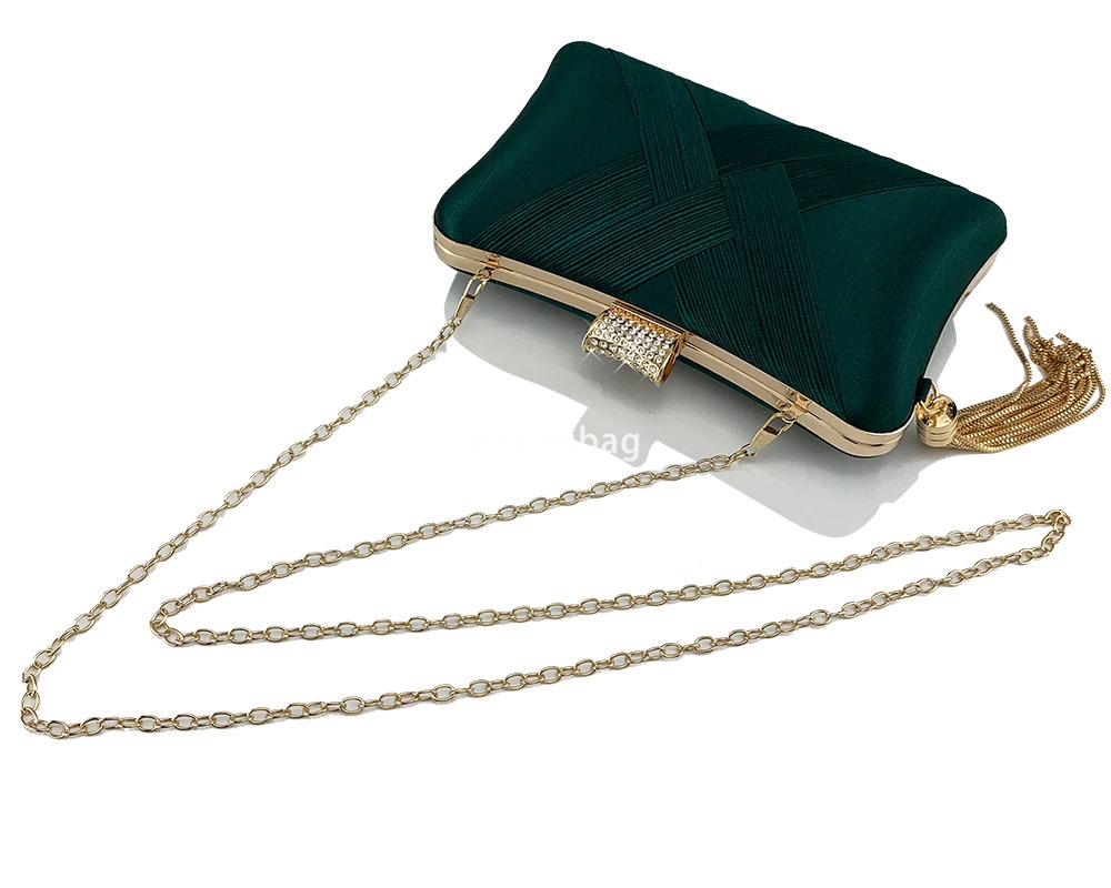 New high quality Designer bag Fringe metal braided diamond buckle Banquet evening clutch bag