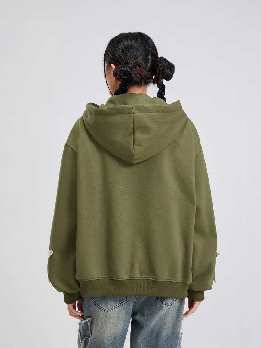 Womens Y2k Zip Up Hoodies Star Print Long Sleeve Graphic Hooded Jacket Aesthetic Oversized Coat Harajuku Streetwear 240813