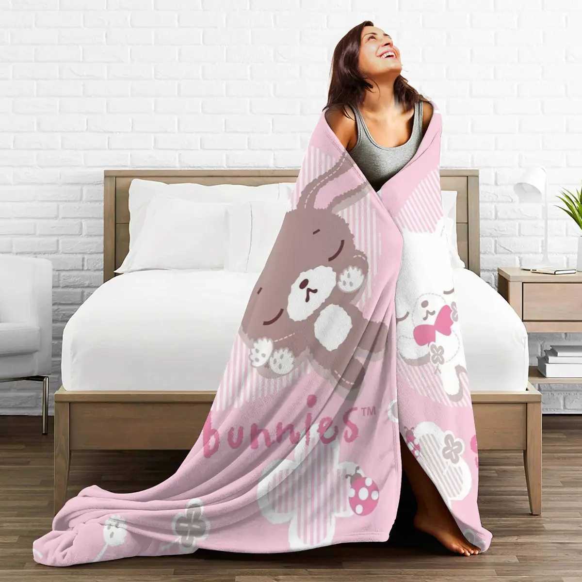 Sugarbunnies Blankets Soft Warm Flannel Throw Blanket Bedding for Bed Living room Picnic Travel Home Couch Y240730