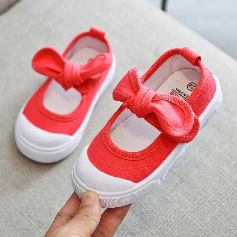 Korean Style Fashion Children Fashion Girls Canvas Shoes Versatile Bow Baby Girls Casual Shoes Direct Shipping Simple Direct Shipping X250409