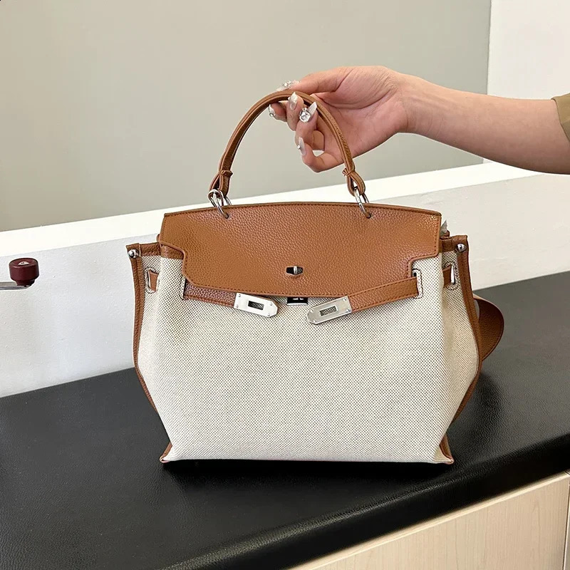 3 PU Color Matching for Women Fashion Versatile Temperament Shoulder Casual Tote Hasp Top-Handle Bags Bolsasdeombro 240731 4
