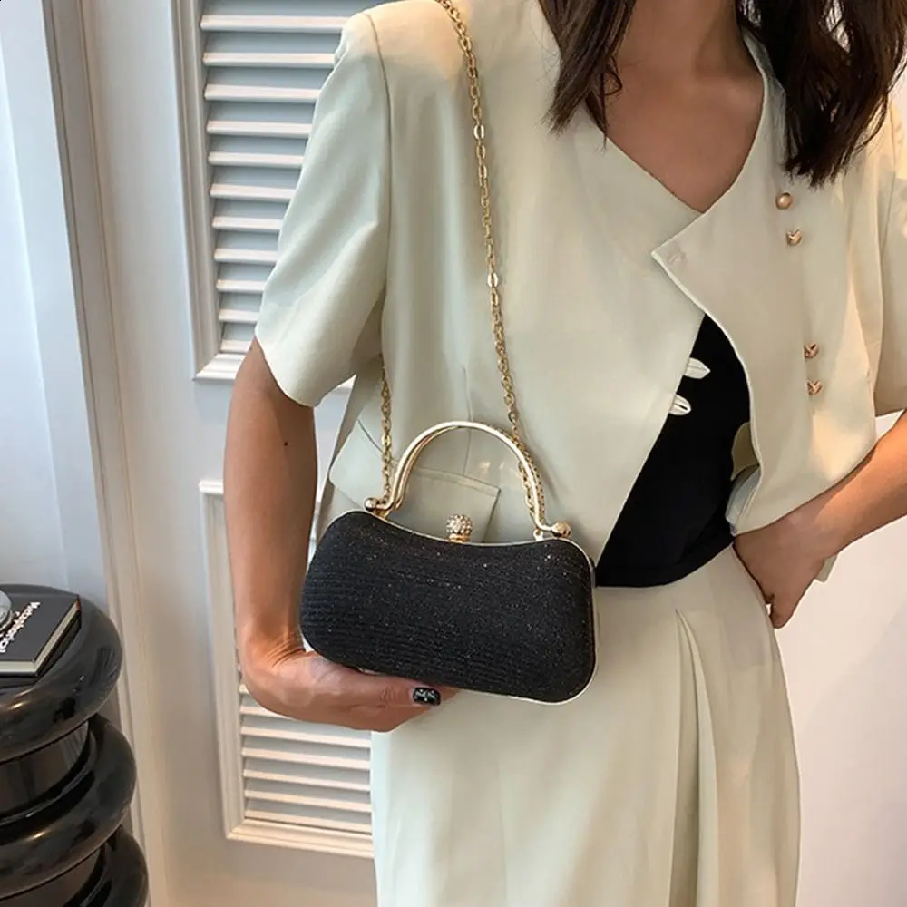 1Pcs Wedding Bridal Beaded Women Evening Bag Chain Shoulder Handbags Elegant Rhinestones Clutch Egg Shape Evening Bag 240813
