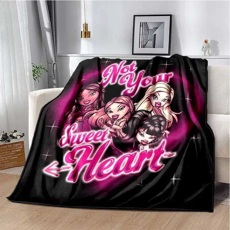 Bratz Cartoon 3D Girls Fashion Blanket Flannel Soft Warm Throw Blanket Bedroom Bed Sofa Office Travel Picnic Blanket Kids Gift Y240730
