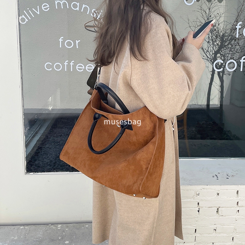 New trend temperament fashion niche women's bag frosted vintage large capacity single shoulder Tote bag crossbody document
