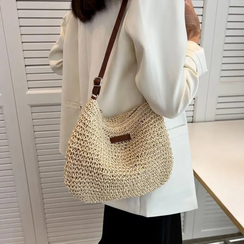 Ladies Fashion Summer Straw Crossbody Bag Women Beach Holiday Shopping Woven Shoulder Handbag Messenger Purses For Bags 240823